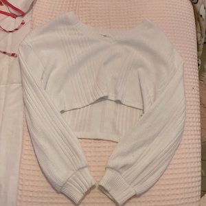 white cropped sweater